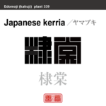 棣棠　ヤマブキ　花や植物の名前（漢字表記）を角字で表現してみました。該当する植物についても簡単に解説しています。